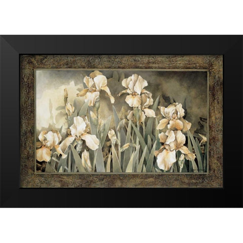 Field of Irises Black Modern Wood Framed Art Print by Thompson, Linda