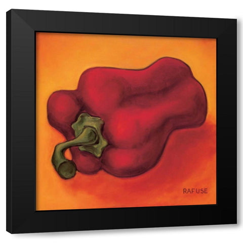 Red Pepper Black Modern Wood Framed Art Print by Rafuse, Will