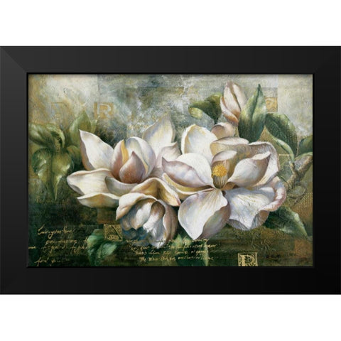 Dawning Magnolias Black Modern Wood Framed Art Print by Meng