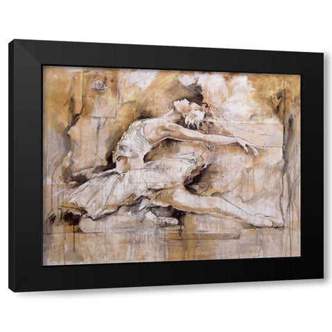 Swan Lake Black Modern Wood Framed Art Print with Double Matting by Gottfried, Marta