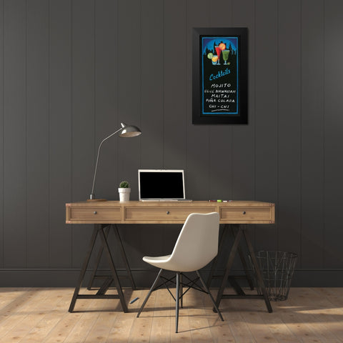 Cocktails Black Modern Wood Framed Art Print by Rafuse, Will