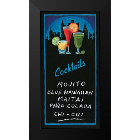 Cocktails Black Modern Wood Framed Art Print by Rafuse, Will