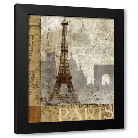 April In Paris Black Modern Wood Framed Art Print with Double Matting by Mallett, Keith