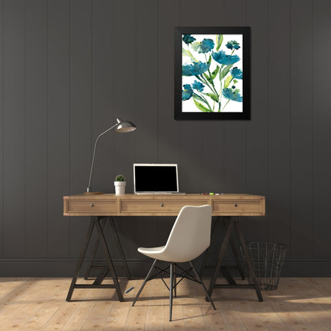 Blueberry Blooms II Black Modern Wood Framed Art Print by Frank, Assaf