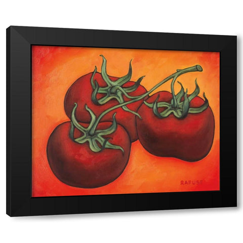 Three Tomatoes Black Modern Wood Framed Art Print with Double Matting by Rafuse, Will