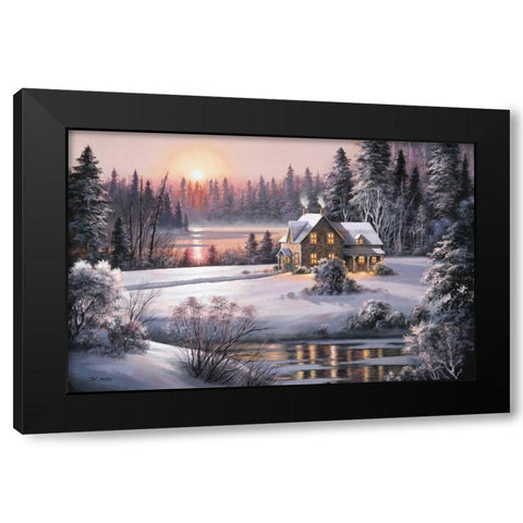 Winter Sunset Black Modern Wood Framed Art Print by Raos, Dubravko