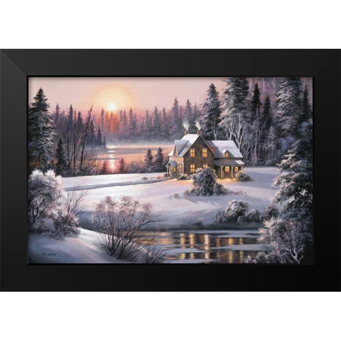 Winter Sunset Black Modern Wood Framed Art Print by Raos, Dubravko