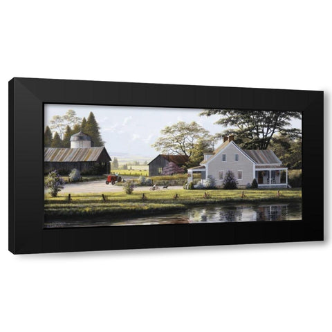 The Red Tractor Black Modern Wood Framed Art Print with Double Matting by Saunders, Bill