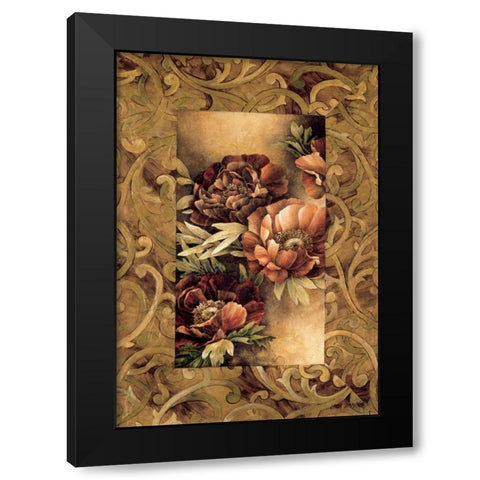 Poppies II Black Modern Wood Framed Art Print with Double Matting by Thompson, Linda