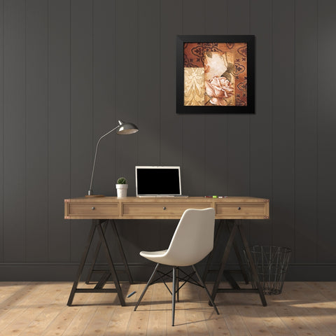 Linen Roses I Black Modern Wood Framed Art Print by Thompson, Linda