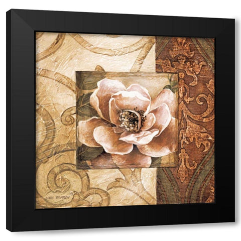Linen Roses II Black Modern Wood Framed Art Print by Thompson, Linda
