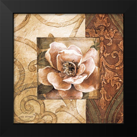 Linen Roses II Black Modern Wood Framed Art Print by Thompson, Linda