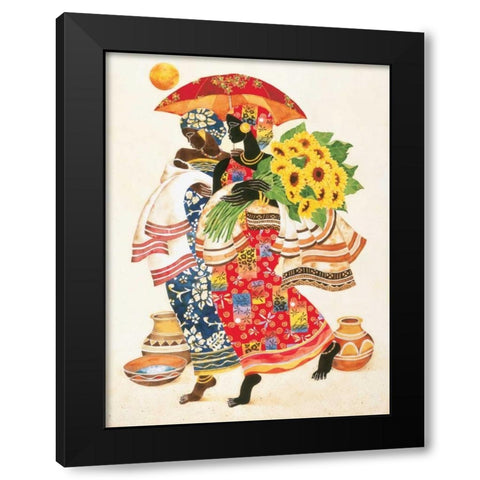 Sunflowers Black Modern Wood Framed Art Print by Mallett, Keith