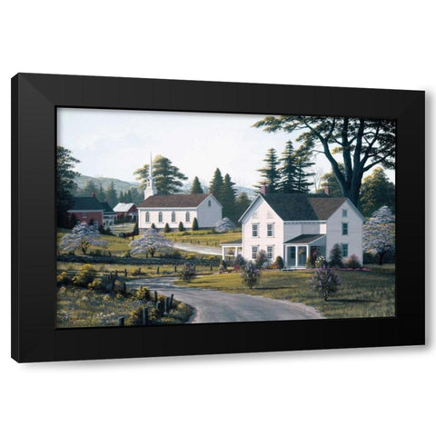 Apple Blossom Time Black Modern Wood Framed Art Print with Double Matting by Saunders, Bill