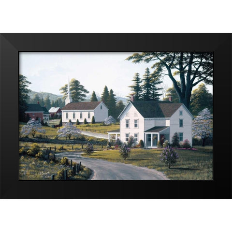 Apple Blossom Time Black Modern Wood Framed Art Print by Saunders, Bill