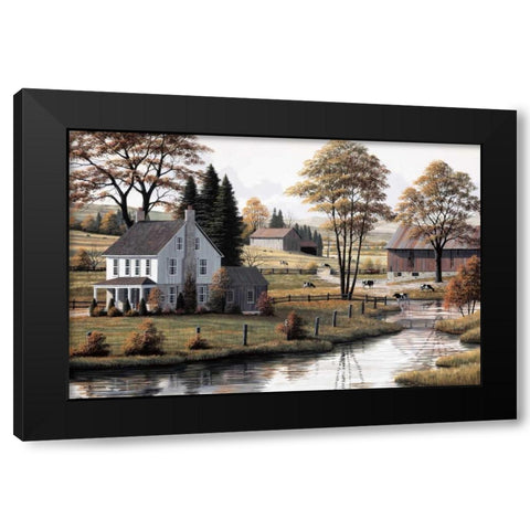 Autumn Grazing Black Modern Wood Framed Art Print with Double Matting by Saunders, Bill