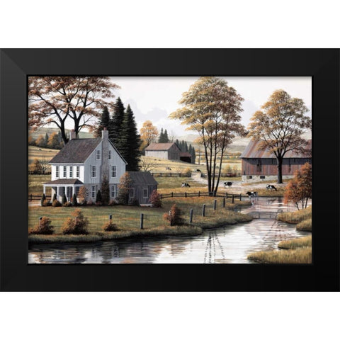 Autumn Grazing Black Modern Wood Framed Art Print by Saunders, Bill