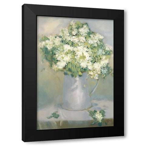 White Lilacs Black Modern Wood Framed Art Print by Dern, Andrea