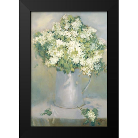 White Lilacs Black Modern Wood Framed Art Print by Dern, Andrea