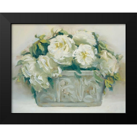 White Roses in Planter Black Modern Wood Framed Art Print by Dern, Andrea