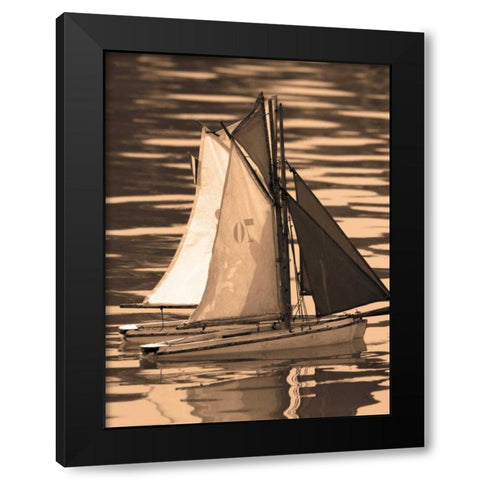 Les Petits Bateaux II Black Modern Wood Framed Art Print with Double Matting by Gilboa, Marina Drasnin