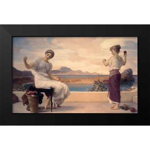 Winding the Skein Black Modern Wood Framed Art Print by Leighton, Lord Frederic