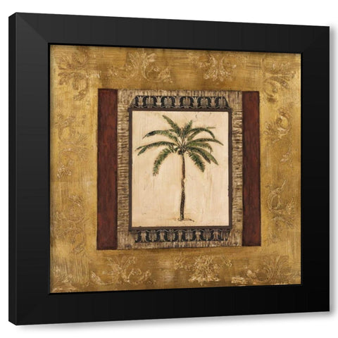 Stately Palm II Black Modern Wood Framed Art Print with Double Matting by Mindeli