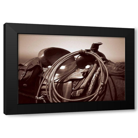 Saddling Black Modern Wood Framed Art Print by OMara, James