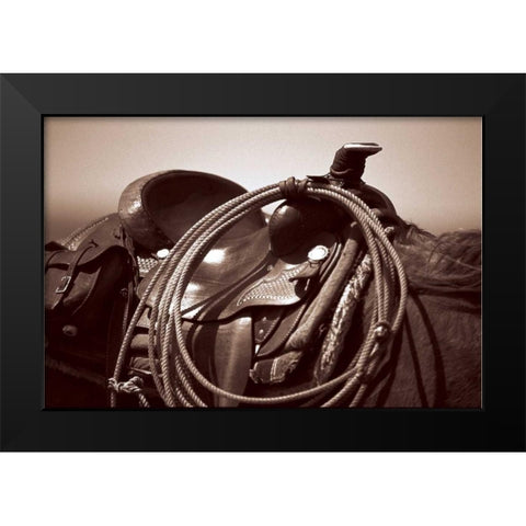 Saddling Black Modern Wood Framed Art Print by OMara, James