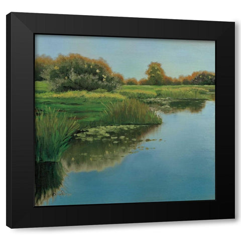 Yellow Sky and Reflection Black Modern Wood Framed Art Print with Double Matting by Peterson, Julie