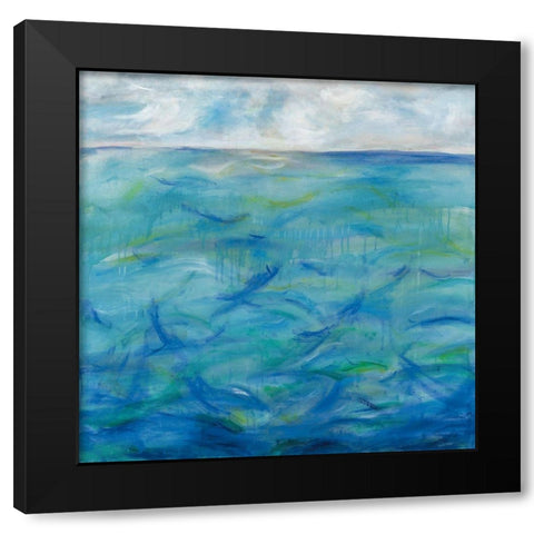 Deep Blue Black Modern Wood Framed Art Print by Eider, Georgia