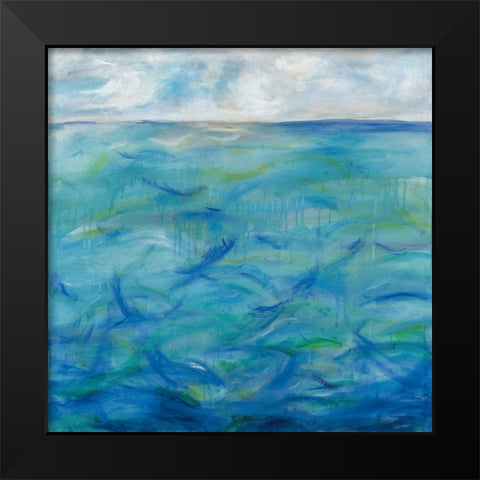 Deep Blue Black Modern Wood Framed Art Print by Eider, Georgia