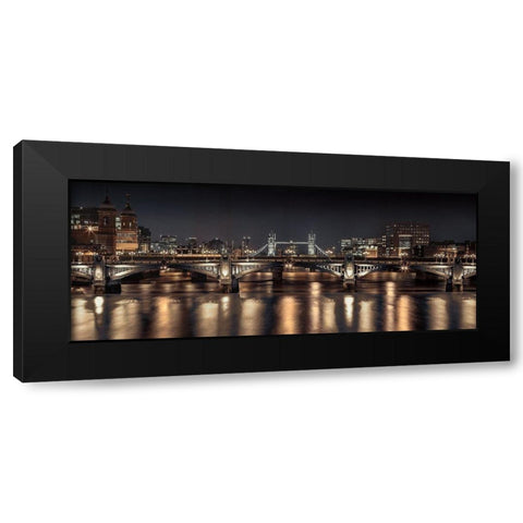 London Glow Black Modern Wood Framed Art Print with Double Matting by Frank, Assaf