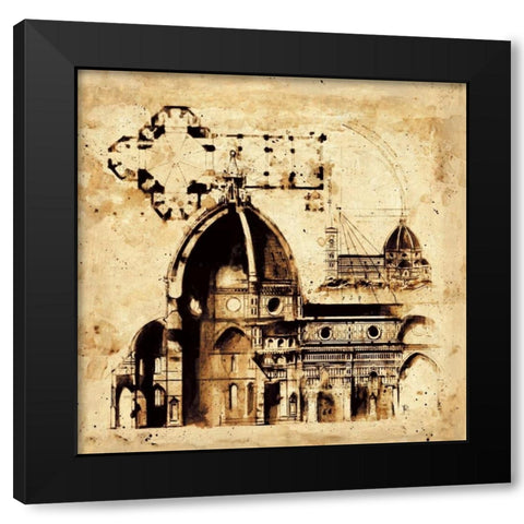 Architectorum No. 1 Black Modern Wood Framed Art Print with Double Matting by Panossian, Paul