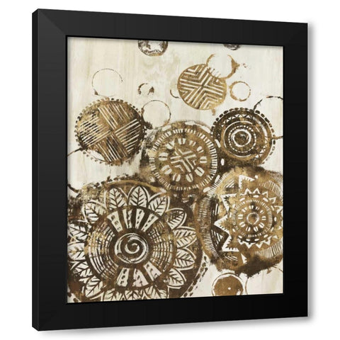 African Circles Black Modern Wood Framed Art Print with Double Matting by Watts, Eva