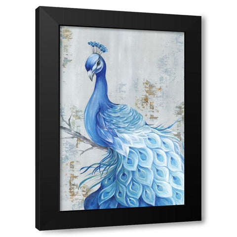 Peacock Paradise Black Modern Wood Framed Art Print by Watts, Eva