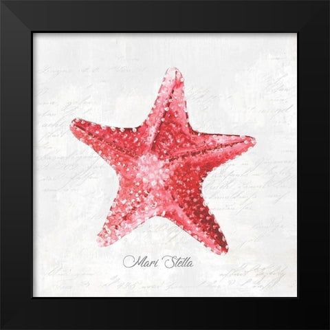 Red Starfish Black Modern Wood Framed Art Print by Watts, Eva