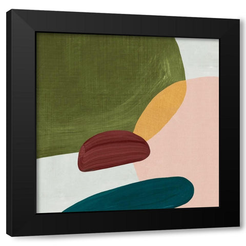 Pink Pebbles II Black Modern Wood Framed Art Print by Watts, Eva
