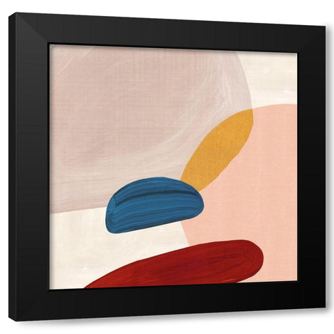 Pink Pebbles II Black Modern Wood Framed Art Print with Double Matting by Watts, Eva