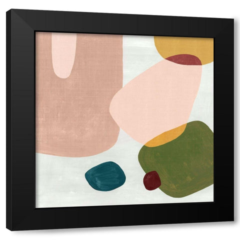 Pink Pebbles III Black Modern Wood Framed Art Print with Double Matting by Watts, Eva