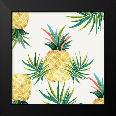 Pineapple Craze Black Modern Wood Framed Art Print by Watts, Eva