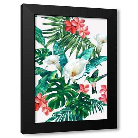 White Lillies Black Modern Wood Framed Art Print by Watts, Eva