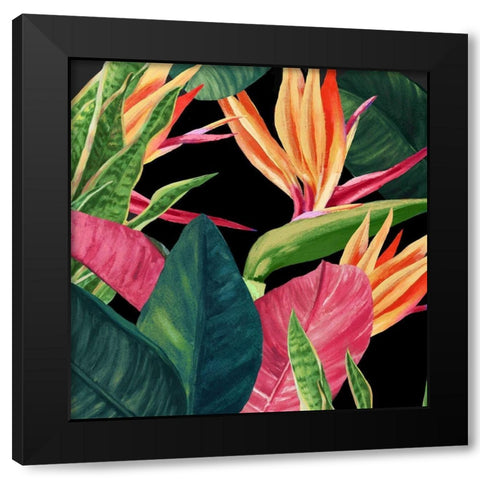 Green Palms Black Modern Wood Framed Art Print by Watts, Eva