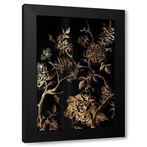 Dark Oriental Blooms Black Modern Wood Framed Art Print by Watts, Eva