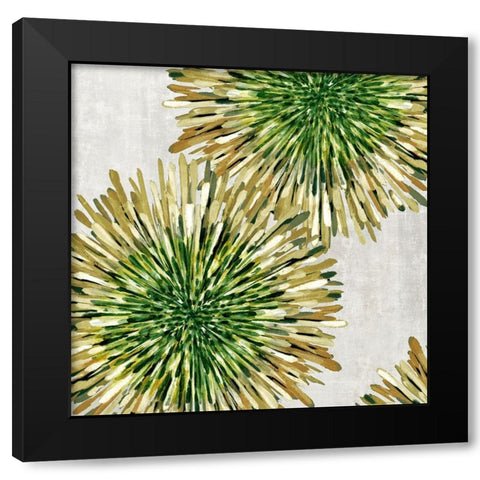 Burst of Green Black Modern Wood Framed Art Print with Double Matting by Watts, Eva