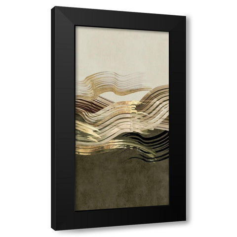 Waves of Sage I Black Modern Wood Framed Art Print with Double Matting by Watts, Eva