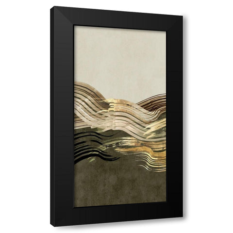 Waves of Sage II Black Modern Wood Framed Art Print with Double Matting by Watts, Eva