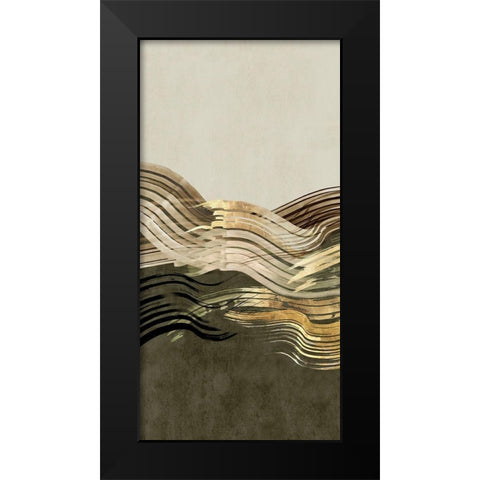 Waves of Sage II Black Modern Wood Framed Art Print by Watts, Eva