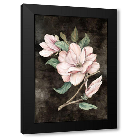 Pink Magnolia I Black Modern Wood Framed Art Print with Double Matting by Watts, Eva