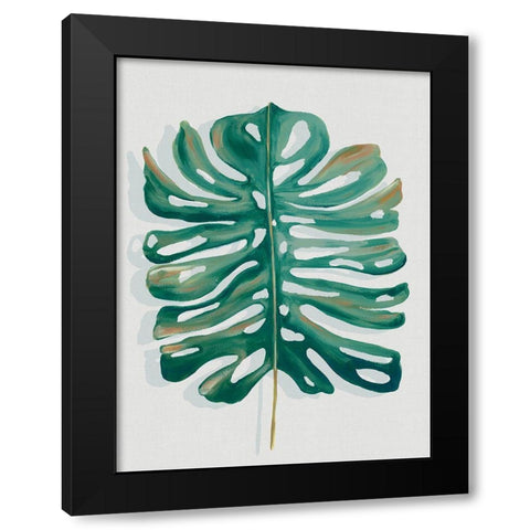 Modern Tropic Leaf II Black Modern Wood Framed Art Print with Double Matting by Watts, Eva